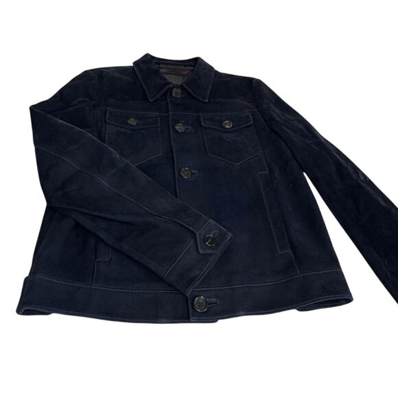 PRADA Milano Men's Buckskin Suede Multi-Pocket Shirt Jacket in Navy - Picture 9 of 10